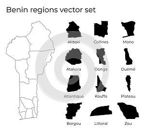 Benin map with shapes of regions.