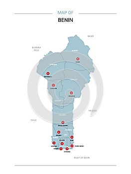 Benin map vector with red pin.