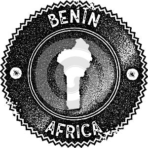 Benin map vintage stamp.