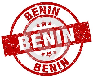 Benin red round stamp