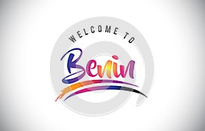 Benin Welcome To Message in Purple Vibrant Modern Colors.