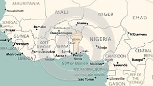 Benin on the world map