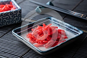 Benishoga, a type of Japanese pickled ginger.