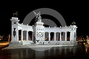 Benito Juarez Hemicycle in Mexico City at night