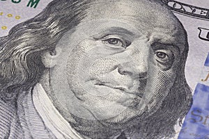 Benjamin Franklin on one hundred US dollars note