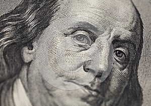 Benjamin Franklin portrait from 100 dollars bankno photo