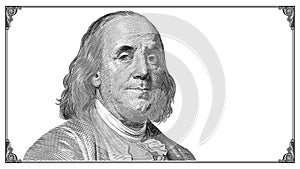 Benjamin Franklin portrait with frame photo