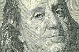 Benjamin Franklin Portrait on One Hundred Dollar Bill