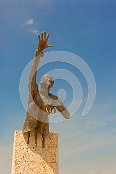 Benkos Bioho monument in main square in San Basilio de Palenque