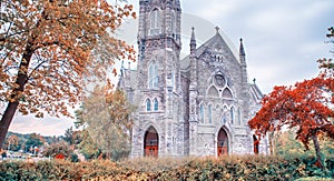 Bennington Cathedral in foliage fall season, Vermont