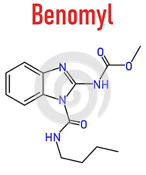 Benomyl fungicide molecule. Skeletal formula.