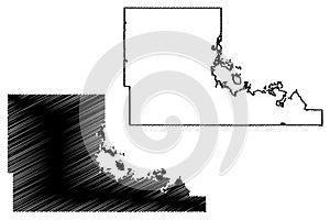 Benson County, North Dakota State U.S. county, United States of America, USA, U.S., US map vector illustration, scribble sketch