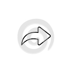 Bent arrow pointing right, Curved arrow share icon eps 10