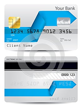 Bent arrow ribbon credit card design