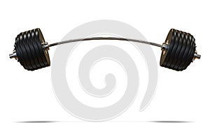 Bent or curved black barbell for strength training