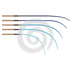 Bent Fishing rod vector curved rod blanks illustration