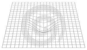 Bent grid in perspective. 3d mesh with convex distortion