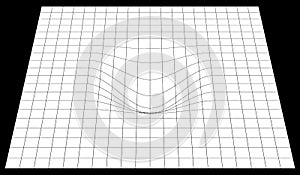 Bent grid in perspective. 3d mesh with convex distortion