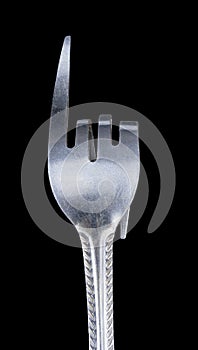 Bent metal fork, pointer.