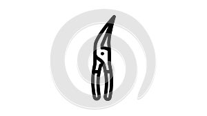 bent nose pliers line icon animation