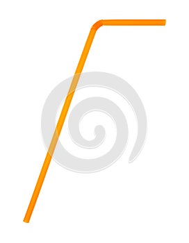 Bent orange drinking straw on a white background.