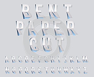 Bent paper cut font template alphabet vector illustration