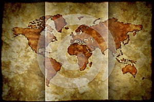 Bent paper - world map