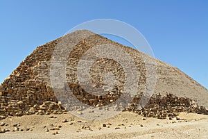 The Bent Pyramid of king Sneferu, A unique example of early pyramid development in Egypt located at Dahshur Badrashin Badrshein