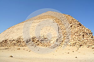 The Bent Pyramid of king Sneferu, A unique example of early pyramid development in Egypt located at Dahshur Badrashin Badrshein