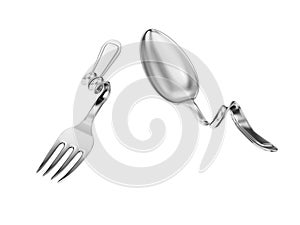 Bent spoon and fork