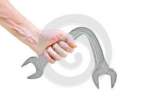 Bent wrench in hand