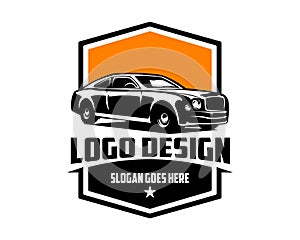 Bentley Mulsanne car logo. front view with stylish, legend car vector design. isolated white background view from side.