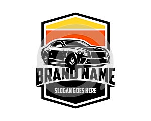 Bentley Mulsanne car logo. front view with stylish, legend car vector design. isolated white background view from side.