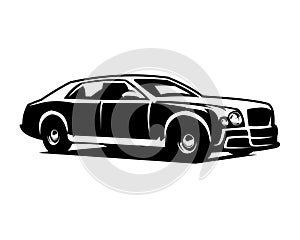 bentley mulsanne car vector logo. design silhouette. isolated white background showing from the side in style.