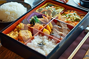 bento box lunch with compartments of food items