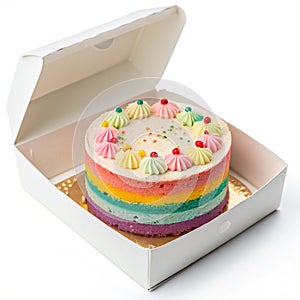 Bento cake in box isolated on white background