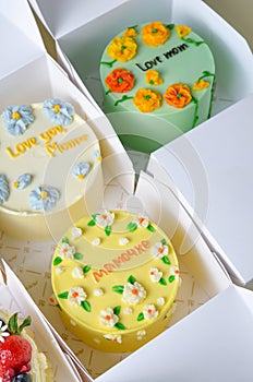 Bento Cakes with Love Mom Messages, Mother\'s Day Sweet Present