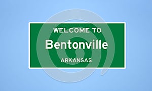 Bentonville, Arkansas city limit sign. Town sign from the USA.