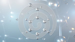 benzaldehyde molecular structure, 3d model molecule, aromatic aldehyde, structural chemical formula view from a microscope
