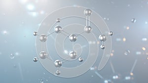 benzamide molecular structure, 3d model molecule, amide derivative, structural chemical formula view from a microscope photo