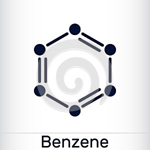 Benzene, benzol molecule. Skeletal chemical formula