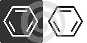 Benzene C6H6 aromatic hydrocarbon molecule, flat icon style. Skeletal formula.