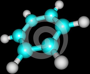 Benzene molecular structure on black background