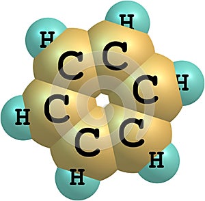 Benzene molecular structure on white background