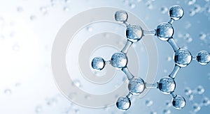 Benzene Molecule Structure With Water Droplets Background