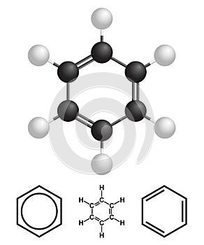 Benzene Structure, formula isolated on white background. Vector Illustration. photo