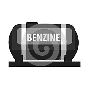 Benzine fuel tank. Production and transportation of oil and oil products. Flat vector illustration