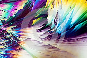 Benzoic acid crystals in polarized light