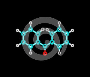 Benzophenone molecule isolated on black