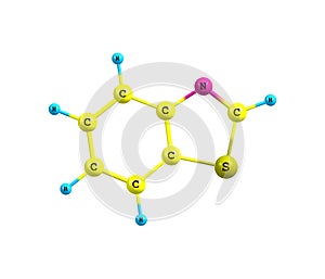 Benzothiazole molecule isolated on white